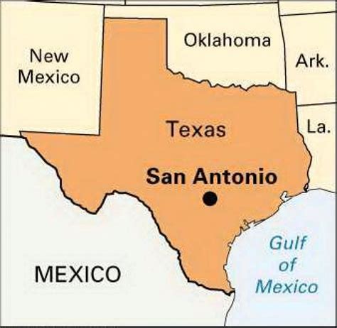 Map of San Antonio on Texas